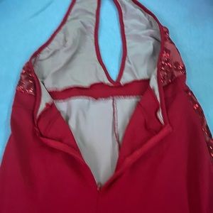 Sexy shimmery red backless jumpsuit